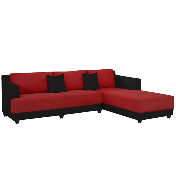 Bharat Lifestyle Marina Fabric 6 Seater Sofa  (Finish Color - Red and Black)